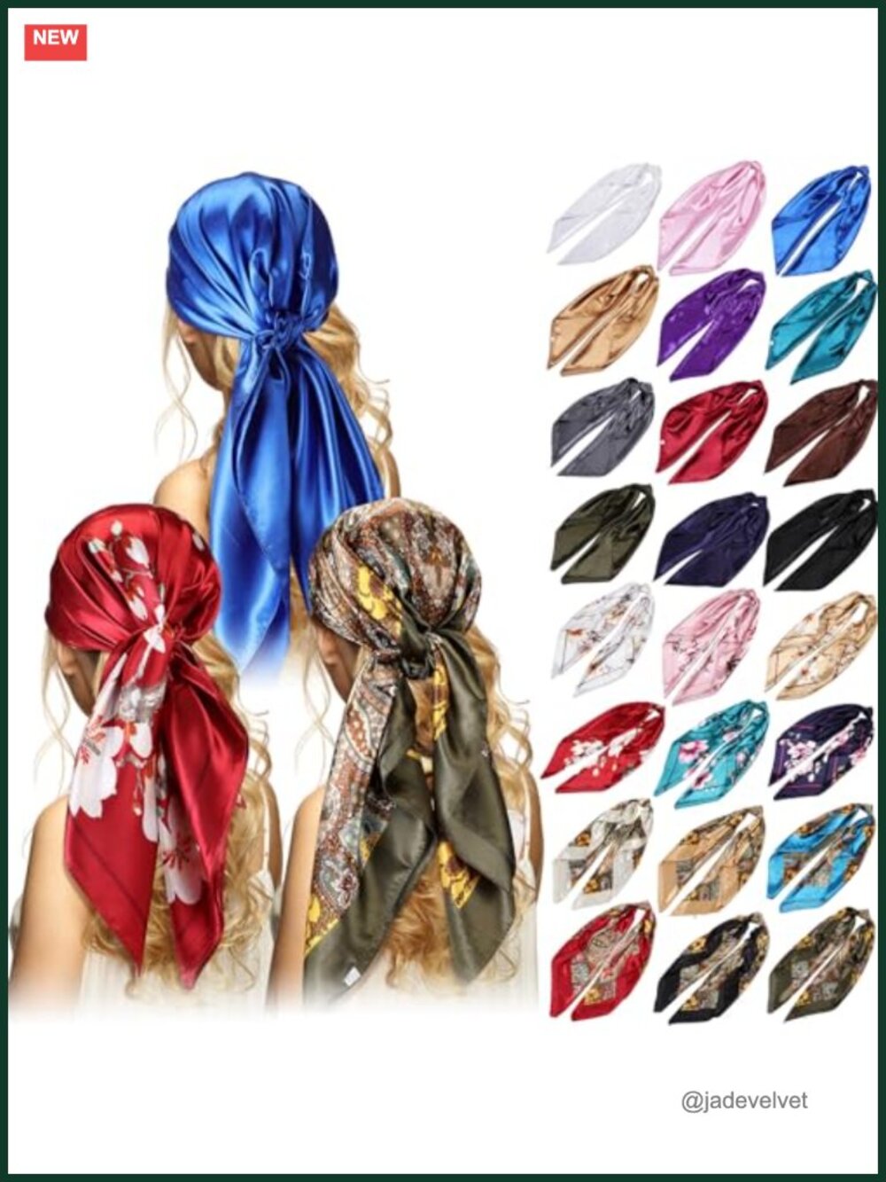 Silk Polyester Square Head Scarf Sleeping Hair Wrap Fashion Scarf